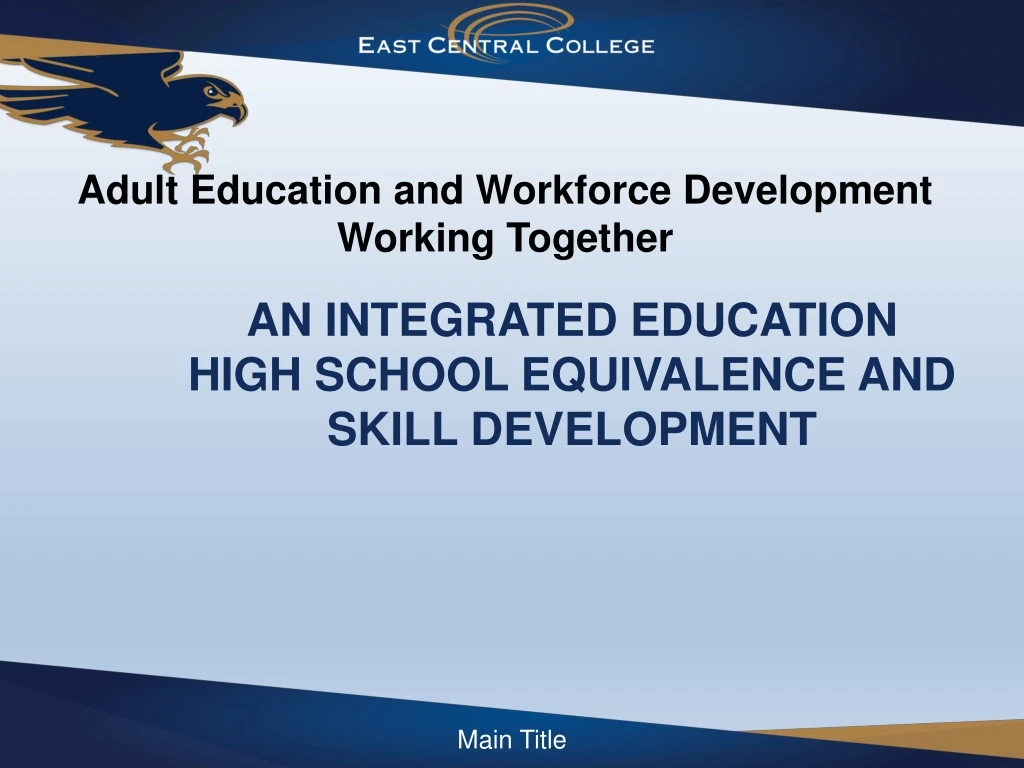 an integrated education high school equivalence and skill development