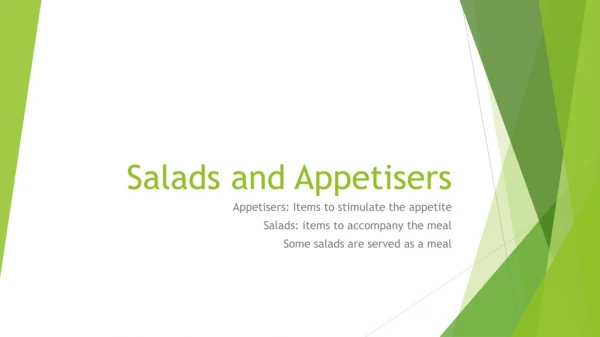salads and appetisers