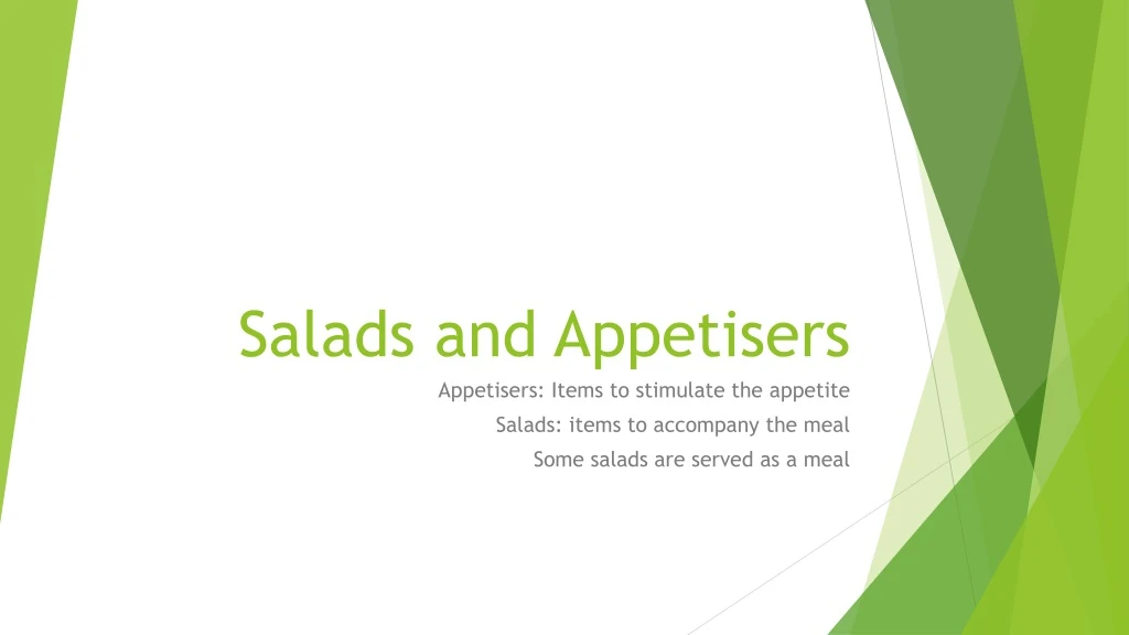 salads and appetisers