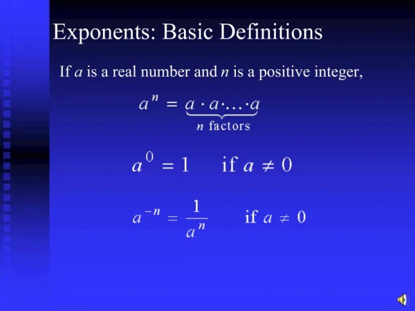 Exponents: Basic Definitions