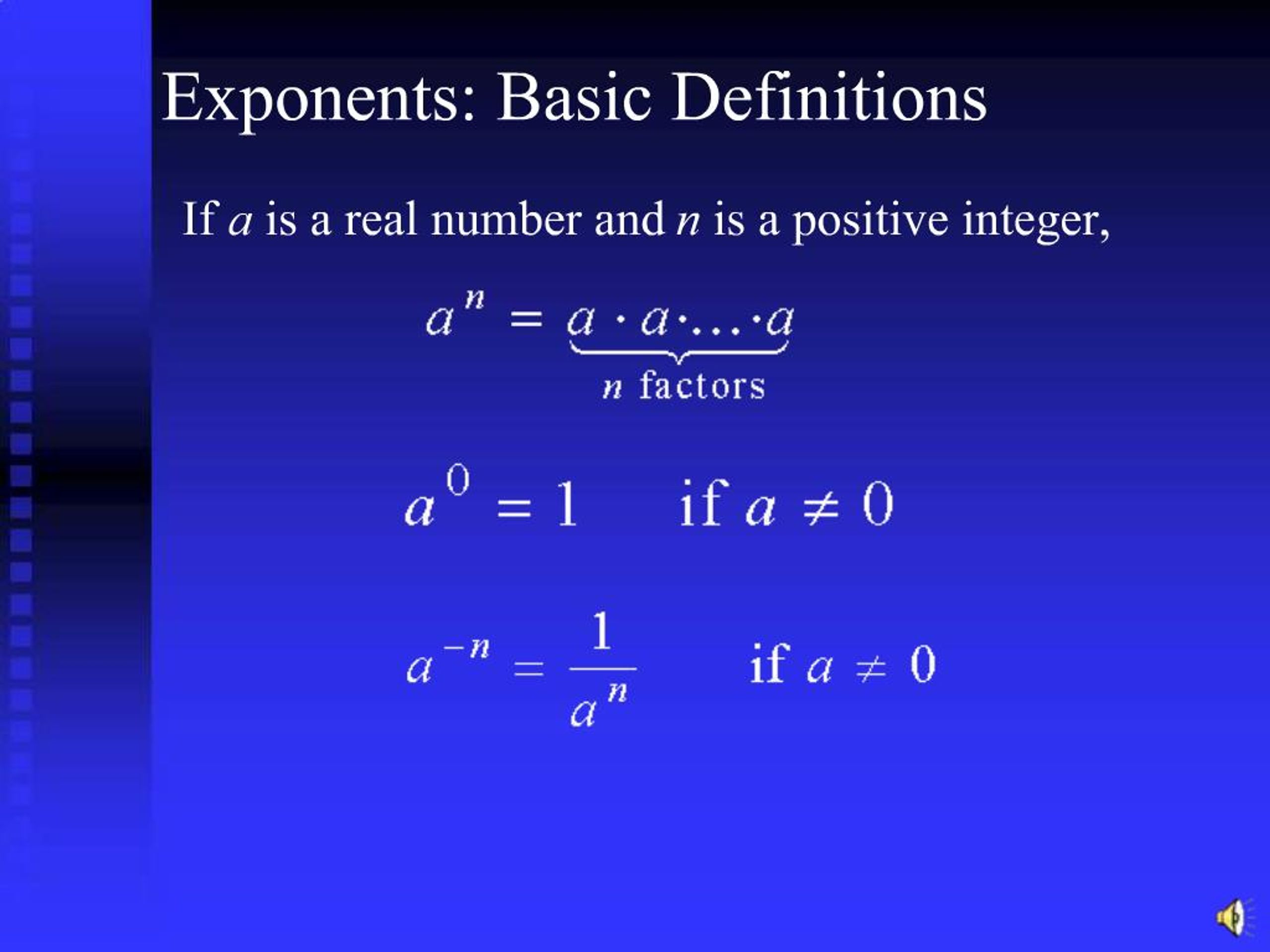 Exponents Definition Math Simple PPT - Exponents: Basic Definitions PowerPoint Presentation, free ...