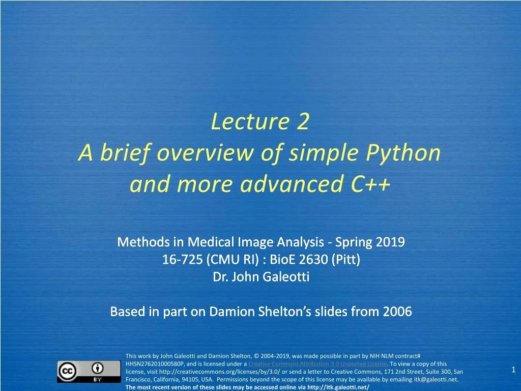 lecture 2 a brief overview of simple python and more advanced c