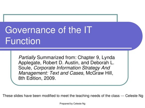 Governance of the IT Function