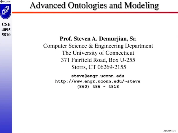 Advanced Ontologies and Modeling
