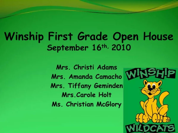 Winship First Grade Open House September 16th, 2010