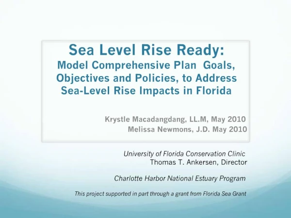 Sea Level Rise Ready: Model Comprehensive Plan Goals, Objectives and Policies, to Address Sea-Level Rise Impacts in Fl