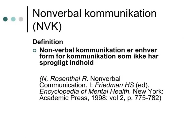 Nonverbal kommunikation NVK