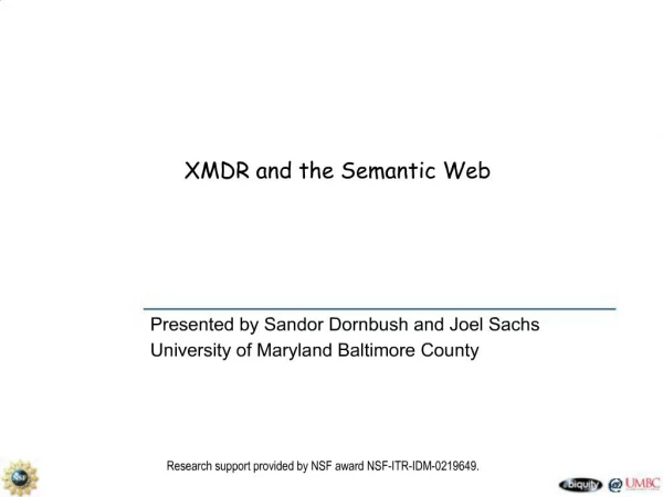 Presented by Sandor Dornbush and Joel Sachs University of Maryland Baltimore County