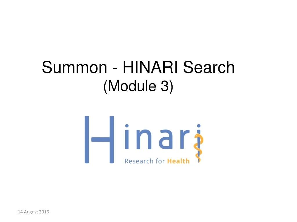summon hinari search module 3