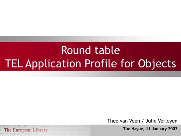 Round table TEL Application Profile for Objects