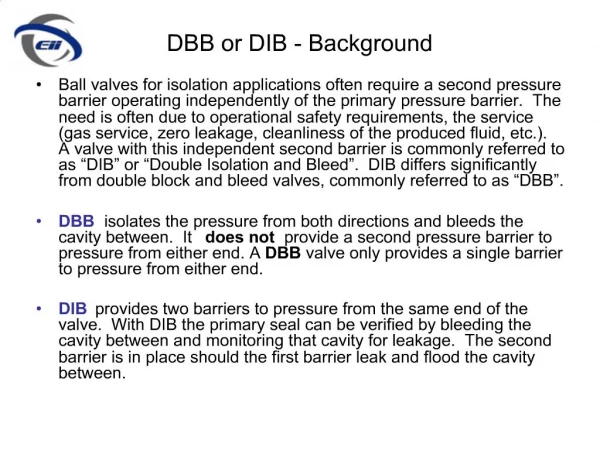 DBB or DIB - Background