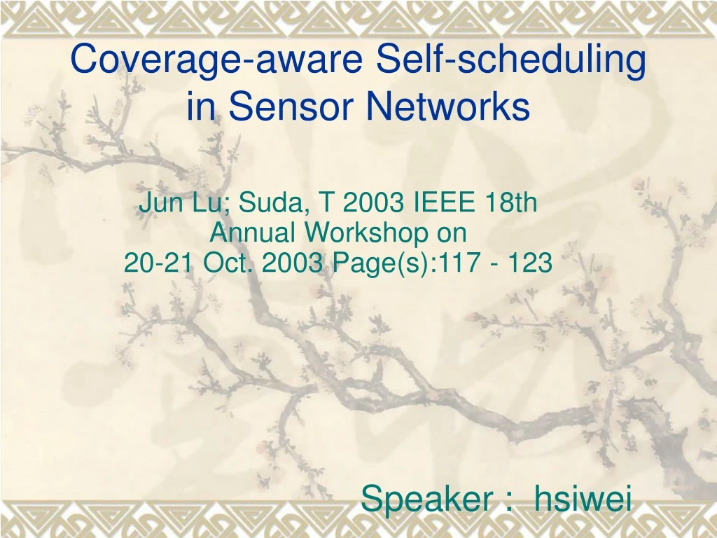coverage aware self scheduling in sensor networks