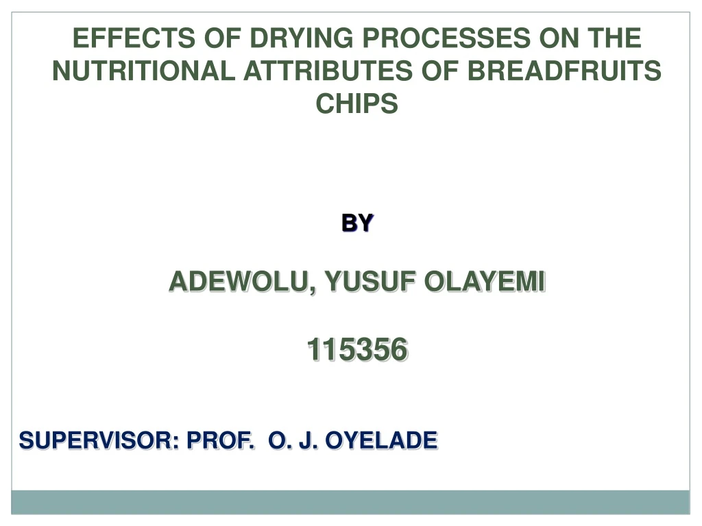 effects of drying processes on the nutritional