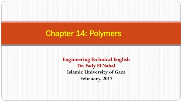Chapter 14: Polymers