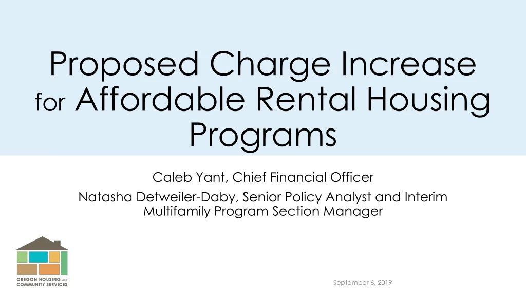 proposed charge increase for affordable rental housing programs