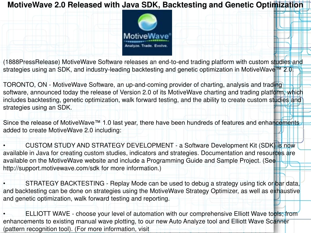 motivewave 2 0 released with java sdk backtesting