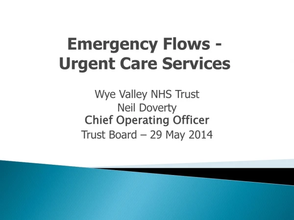 Emergency Flows - Urgent Care Services