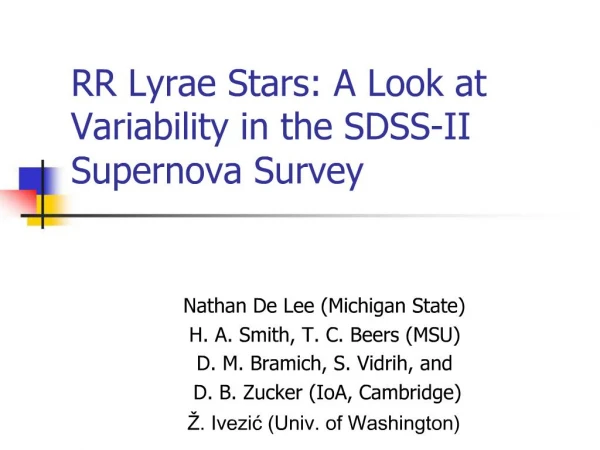 RR Lyrae Stars: A Look at Variability in the SDSS-II Supernova Survey