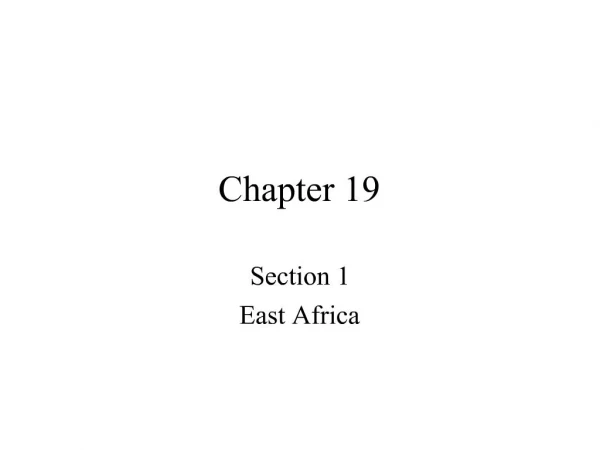 Section 1 East Africa