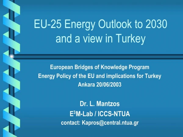 EU-25 Energy Outlook to 2030 and a view in Turkey
