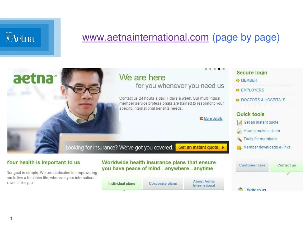 www aetnainternational com page by page