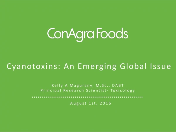 Cyanotoxins: A n Emerging Global Issue