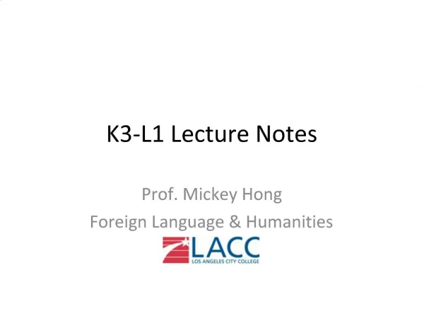 K3-L1 Lecture Notes