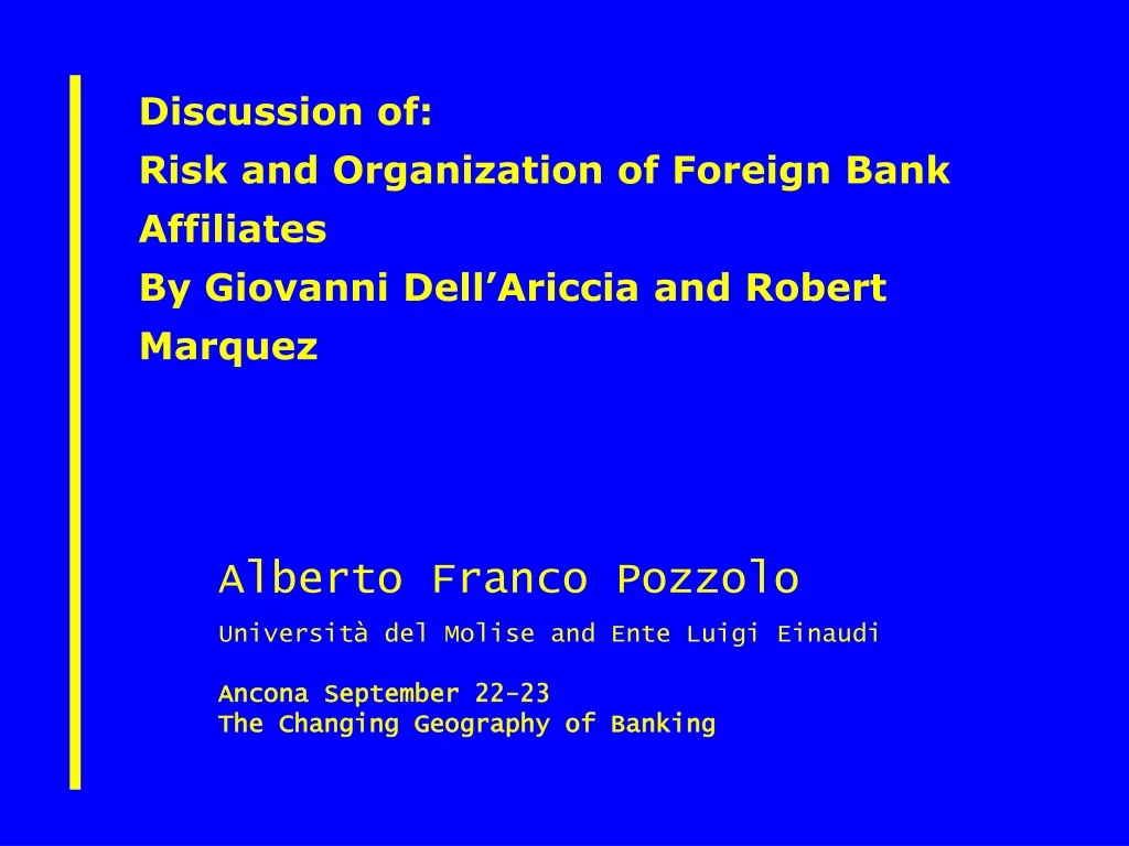 discussion of risk and organization of foreign