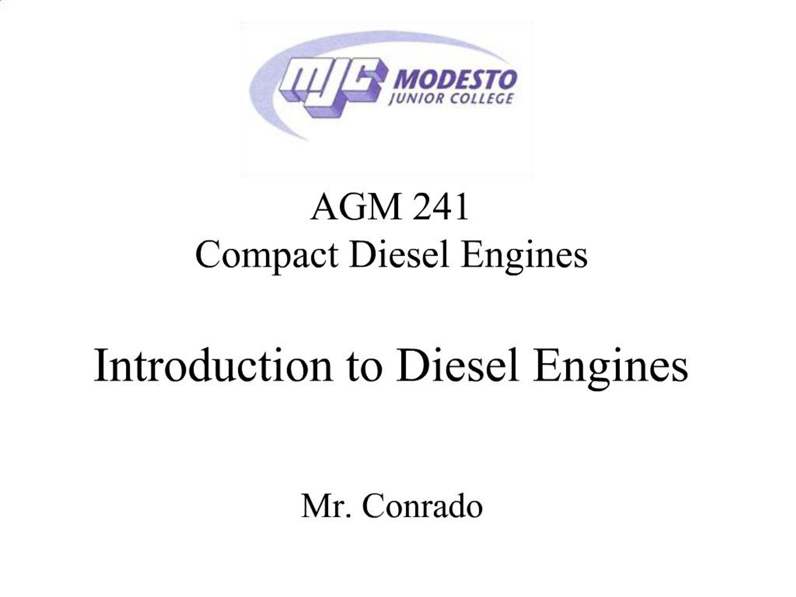 PPT - AGM 241 Compact Diesel Engines Introduction to Diesel Engines ...