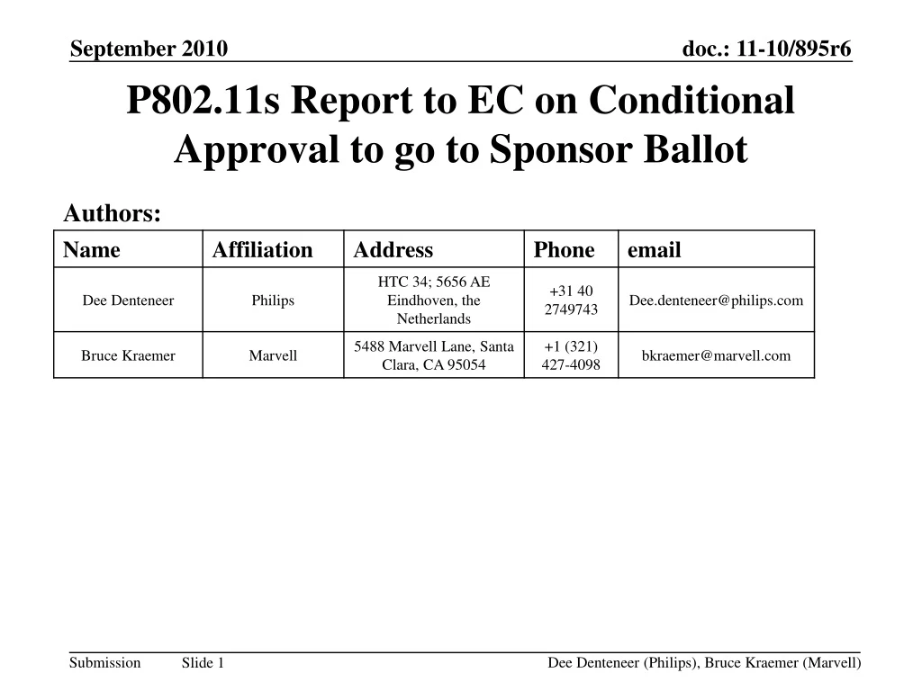 p802 11s report to ec on conditional approval to go to sponsor ballot