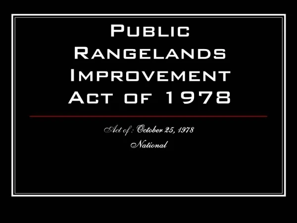 Public Rangelands Improvement Act of 1978