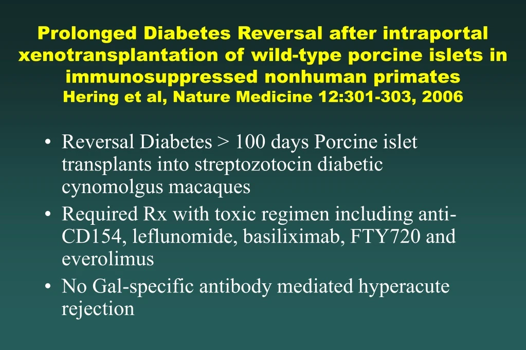 prolonged diabetes reversal after intraportal