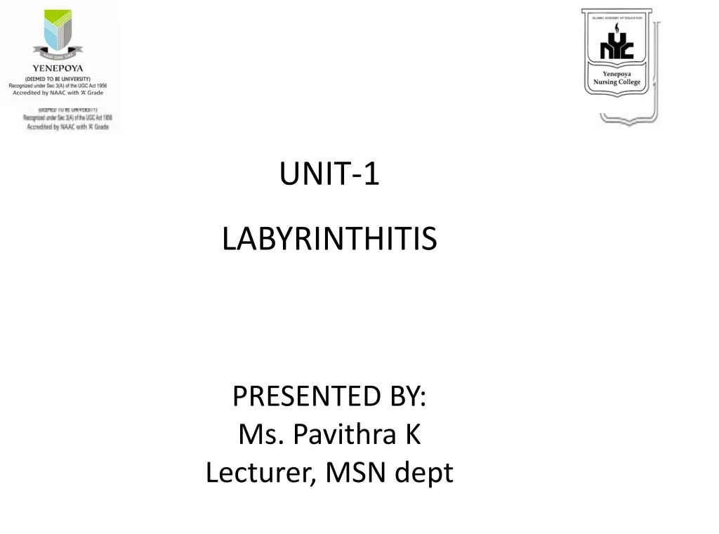 unit 1 labyrinthitis