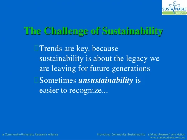 The Challenge of Sustainability