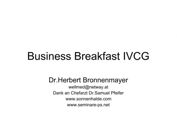Business Breakfast IVCG