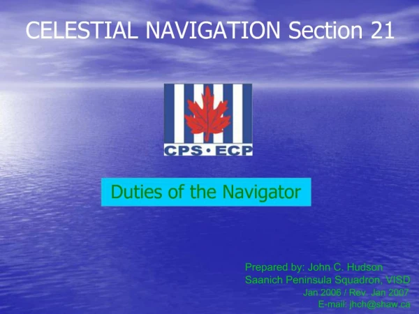 CELESTIAL NAVIGATION Section 21