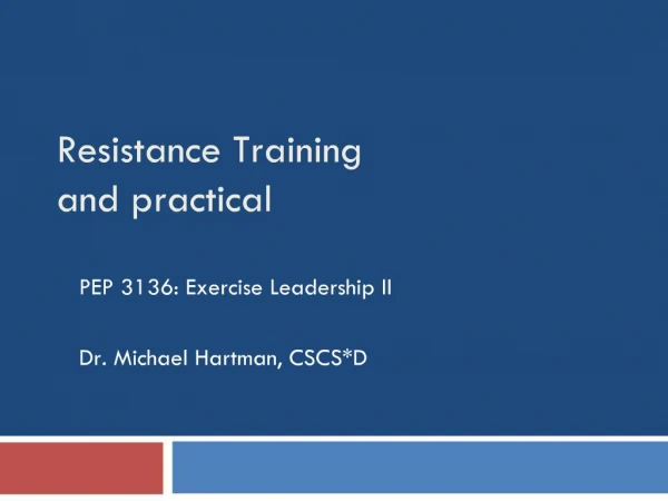 Resistance Training and practical
