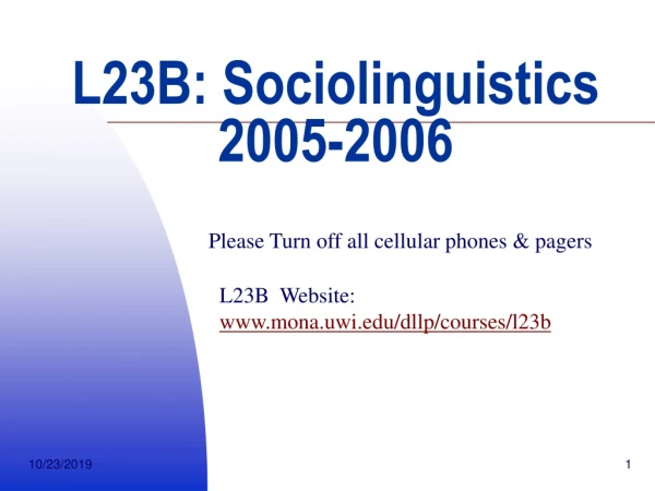 L23B: Sociolinguistics 2005-2006