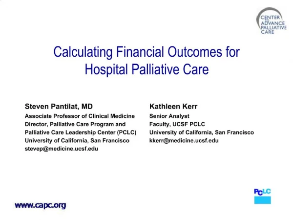 Calculating Financial Outcomes for Hospital Palliative Care
