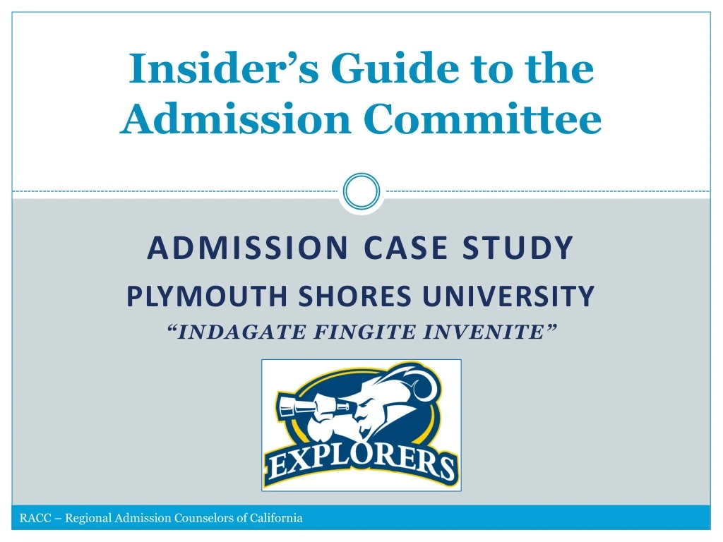 insider s guide to the admission committee