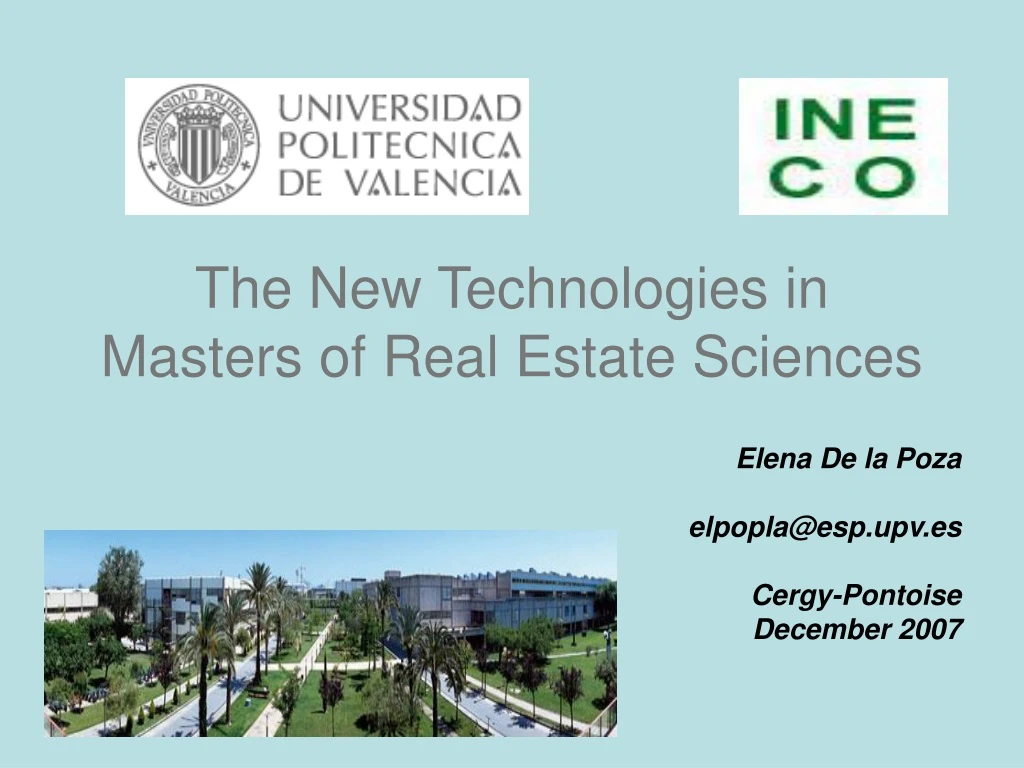 the new technologies in masters of real estate sciences