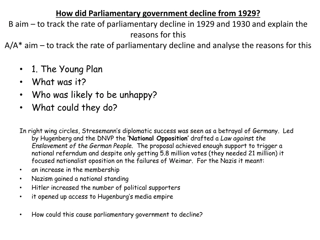 how did parliamentary government decline from