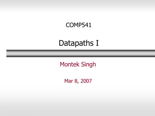 COMP541 Datapaths I