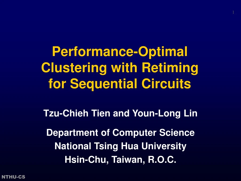 performance optimal clustering with retiming for sequential circuits
