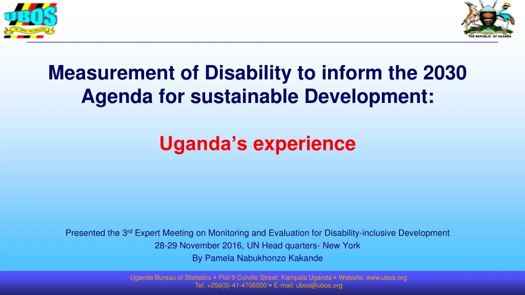 measurement of disability to inform the 2030 agenda for sustainable development uganda s experience