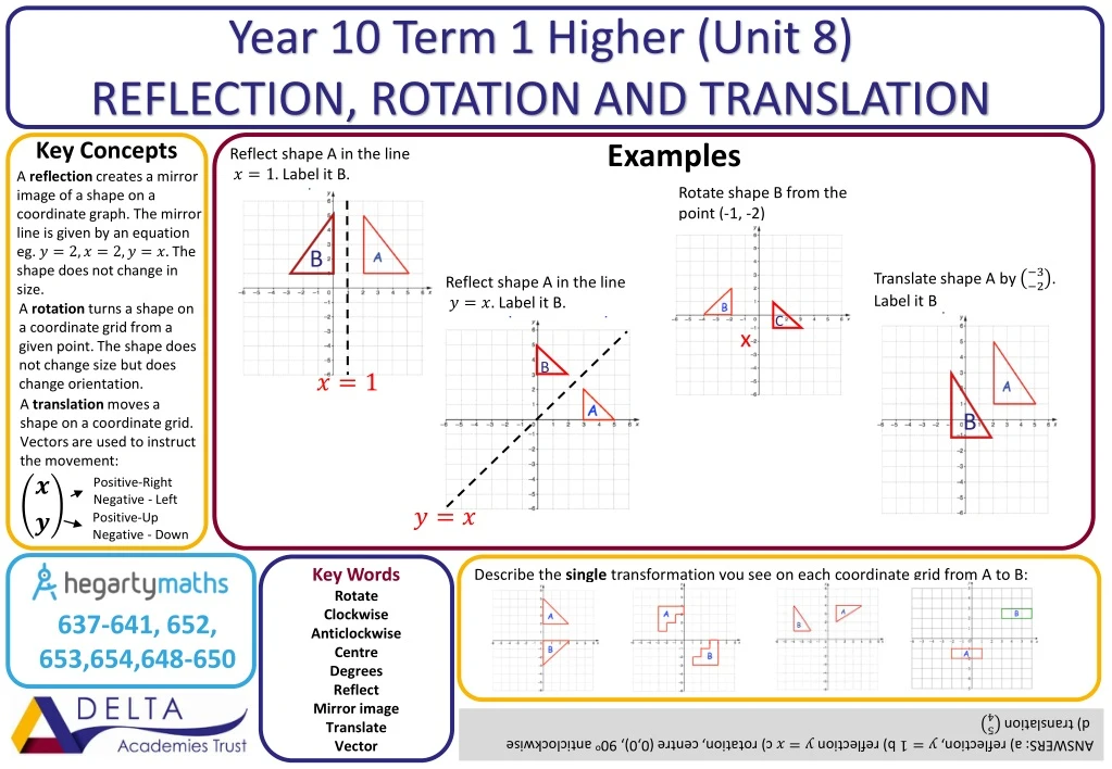 year 10 term 1 higher unit 8 reflection rotation