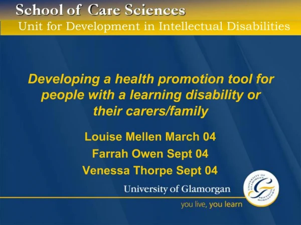 Developing a health promotion tool for people with a learning disability or their carers