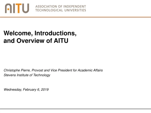 Welcome, Introductions, and Overview of AITU