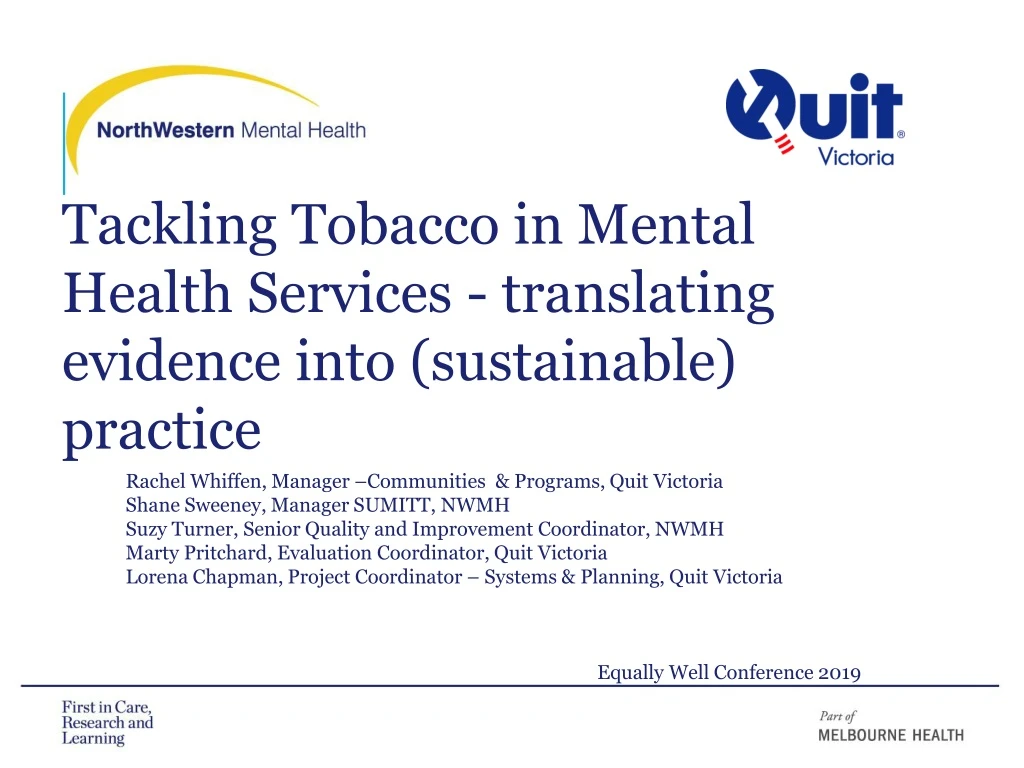 tackling tobacco in mental health services