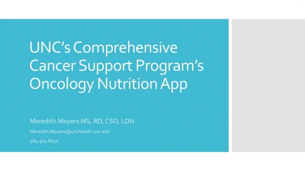 UNC’s Comprehensive Cancer Support Program’s Oncology Nutrition App